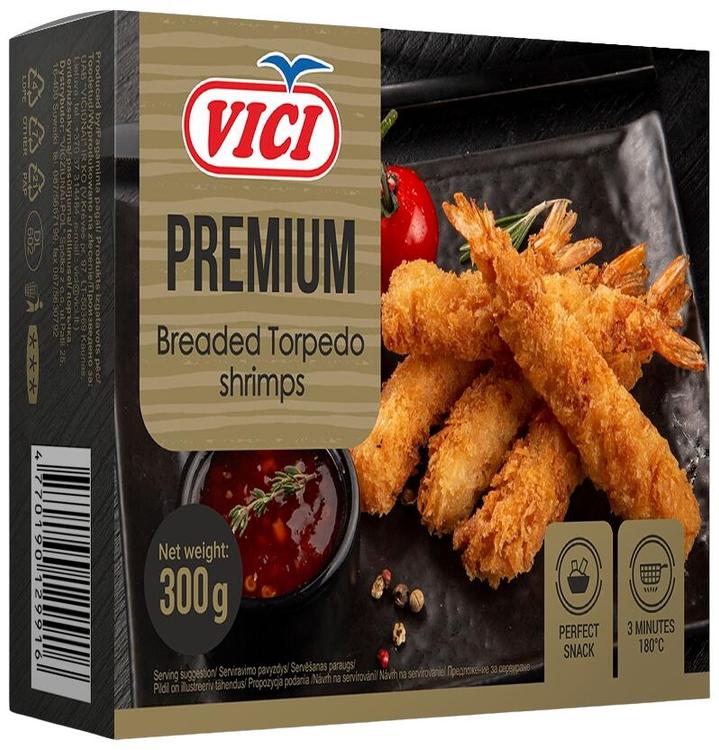 Vici Torpedo krevetid sabaga, paneeritud, külmutatud, 300g