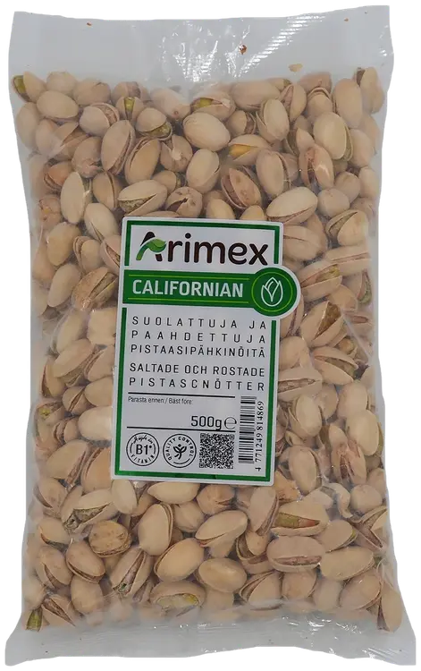 Arimex Suolattuja ja paahdettuja pistaasipähkinöitä 500g