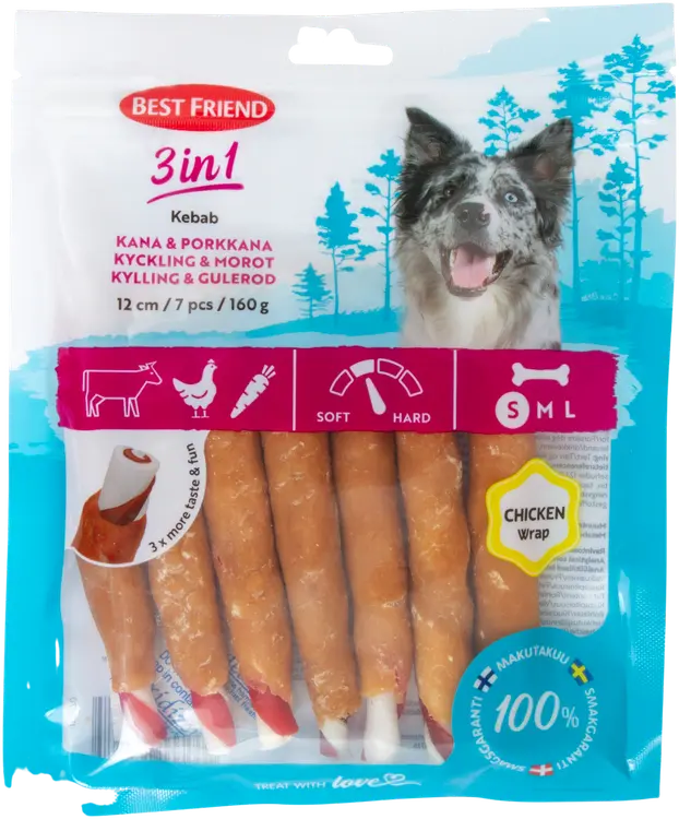 Best Friend 3 in 1 Kebab kana & porkkana 12 cm 7 kpl 160 g