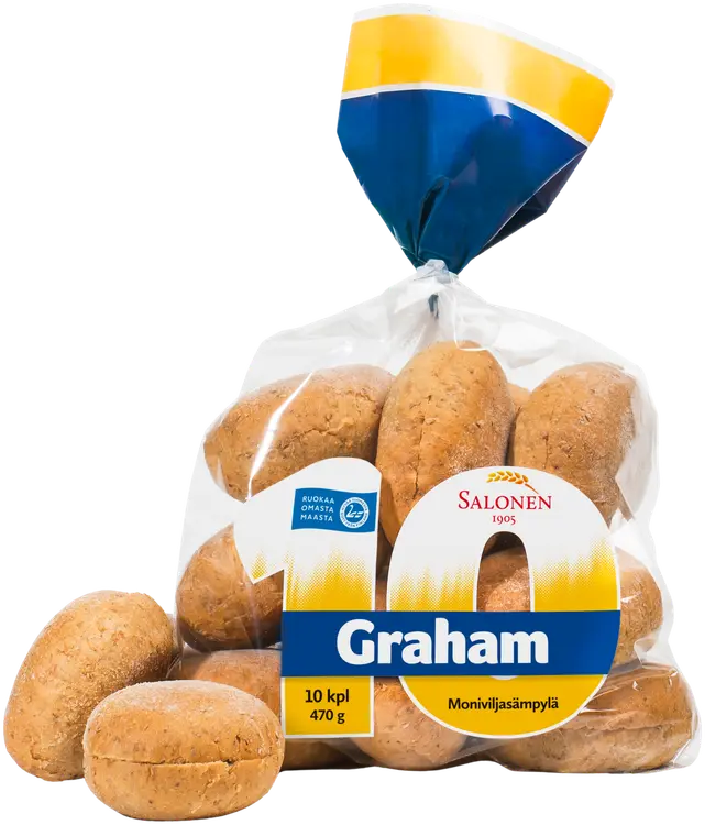 Leipomo Salonen 10 Graham 10/470 g moniviljasämpylä, halkaistu