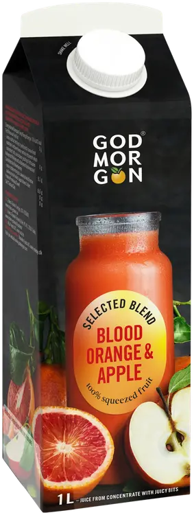God Morgon Selected Blend Veriappelsiini-omena täysmehu appelsiinihedelmälihalla 1 L