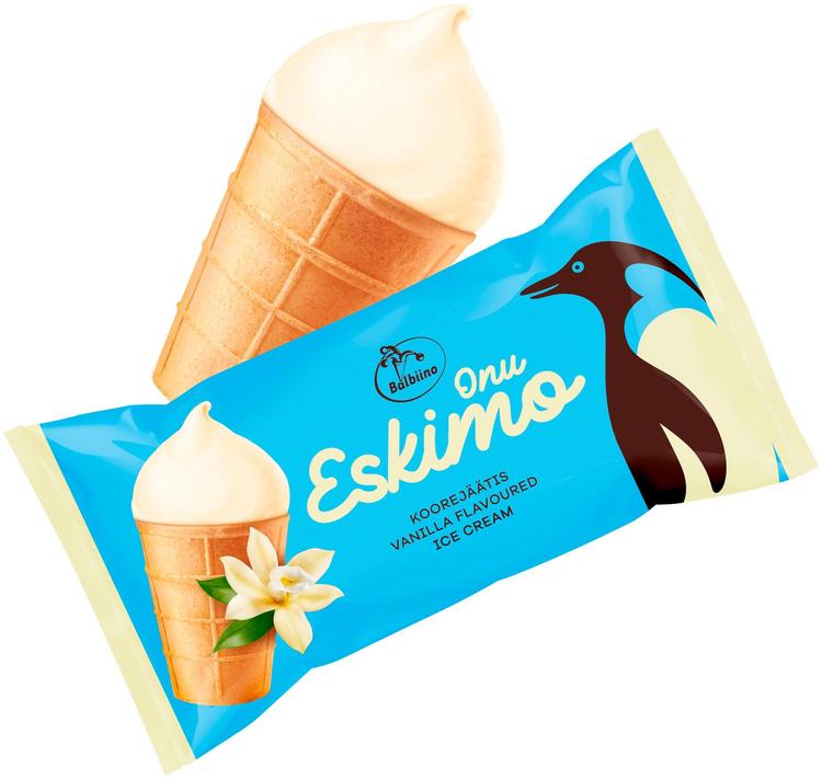 ONU ESKIMO Vanillimaitseline koorejäätis vahvlitopsis 125ml