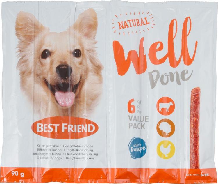 Best Friend WellDone härkä-kalkkuna-kana 6-pack 90g