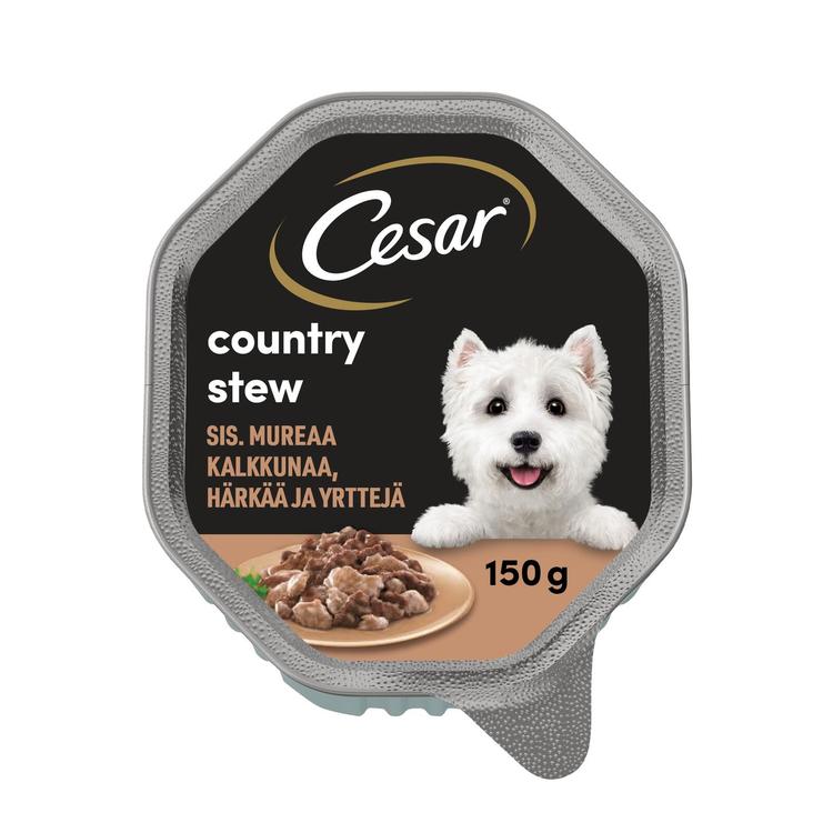 Cesar Country Stew sis. Kalkkunaa ja Härkää kastikkeessa - Koiran märkäruoka annosrasiassa - (150 g)