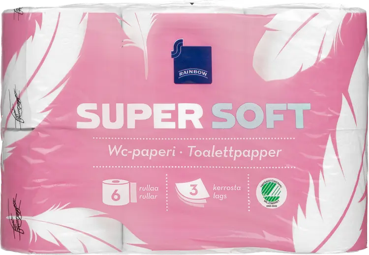 Rainbow super soft WC-paperi 6rl valkoinen
