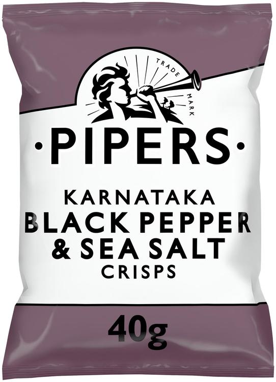 Pipers Crisps Karnataka mustapippuri & merisuola perunalastu 40g