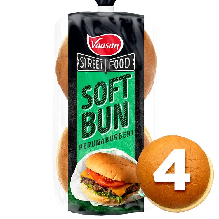 Vaasan Street Food SOFT BUN perunaburgeri 280g 4 kpl Gourmet Hampurilaissämpylä