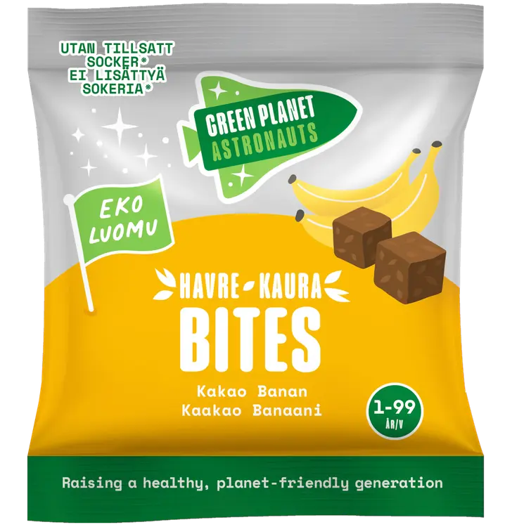 Green Planet Astronauts Luomu Kaurabites Kaakao-Banaani 12kk 25g