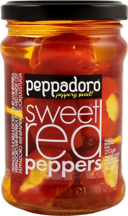 Peppadoro 250/140g tuorejuustotäytteinen makea pun paprika auringonkukkaöljyssä