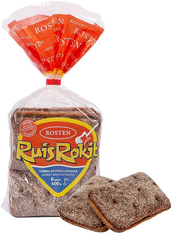 Rosten Ruisrokit 400g/6kpl tumma ruismallasleipä