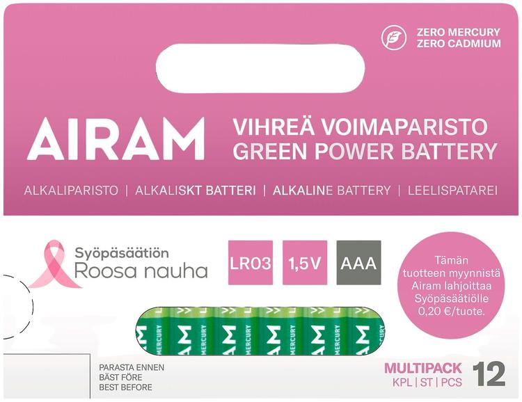 Roosa nauha vihreä voimaparisto LR03 AAA 12/KRT