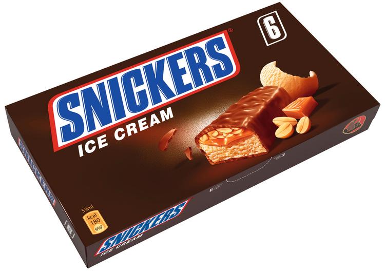 Snickers jäätelöpatukat 6-pack 288g/318ml