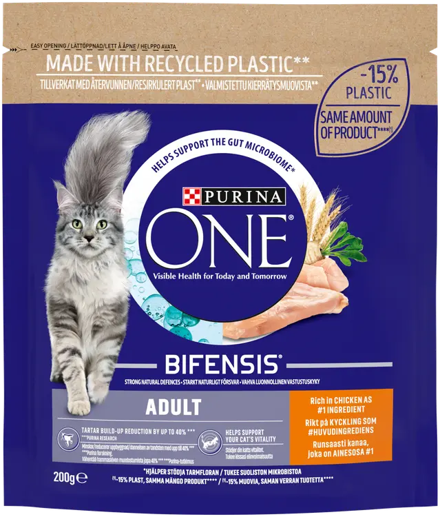 Purina One 200g Adult Runsaasti Kanaa ja Täysjyväviljaa kissanruoka