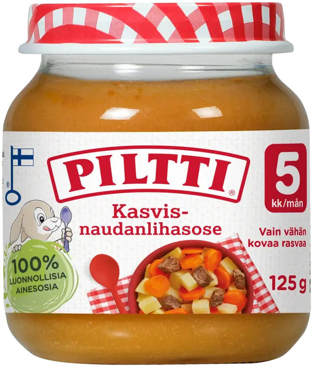 Piltti 125g Kasvis-naudanlihasose lastenateria 5kk