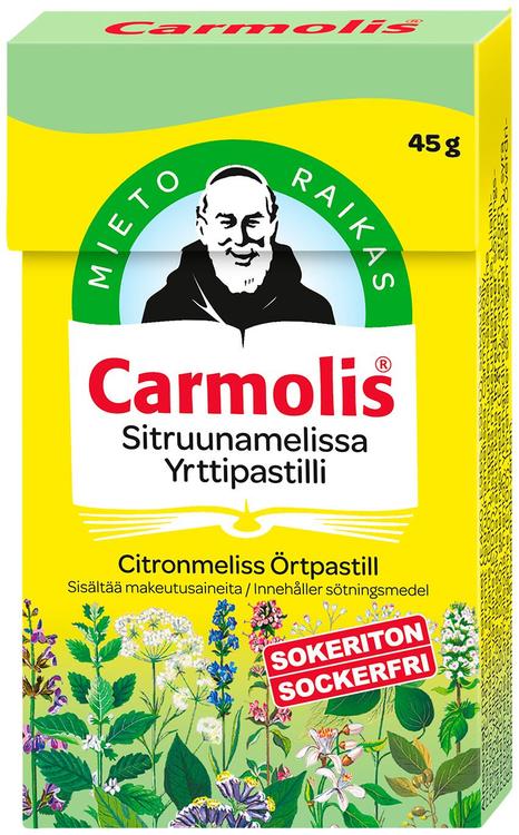 Carmolis Sitruunamelissa yrttipastilli, sokeriton 45 g