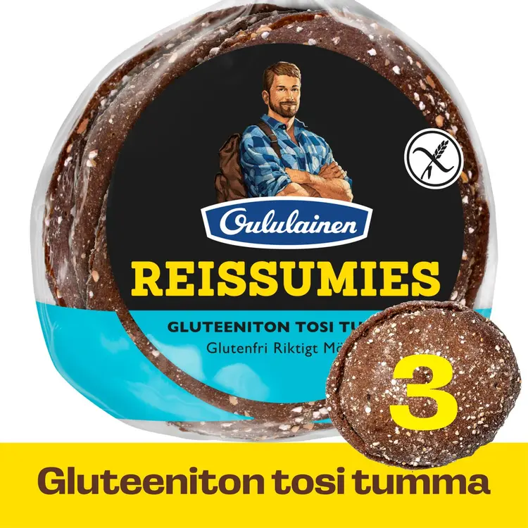 Oululainen Reissumies Gluteeniton Tosi Tumma 3kpl 210g