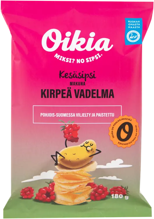 Oikia Kirpeä Vadelma kesäsipsi 180g
