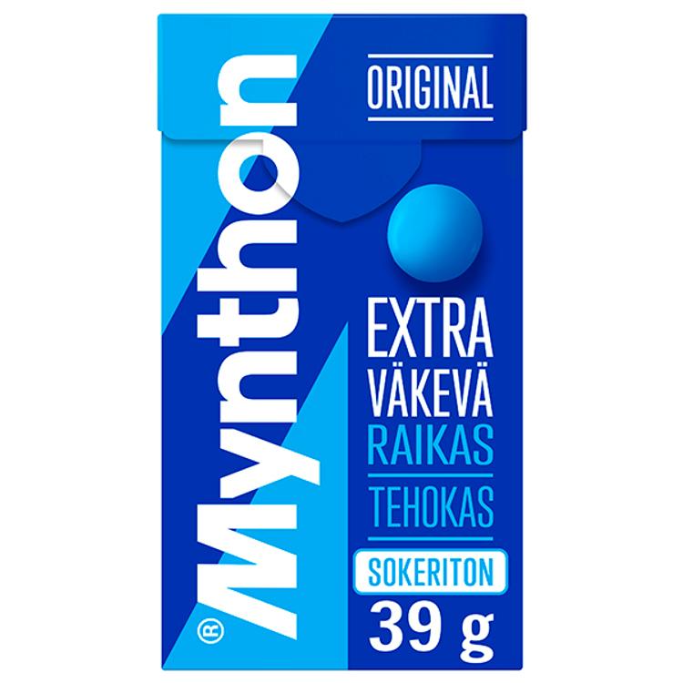 Mynthon Original Extra Väkevä sokeriton kurkkupastilli 39g