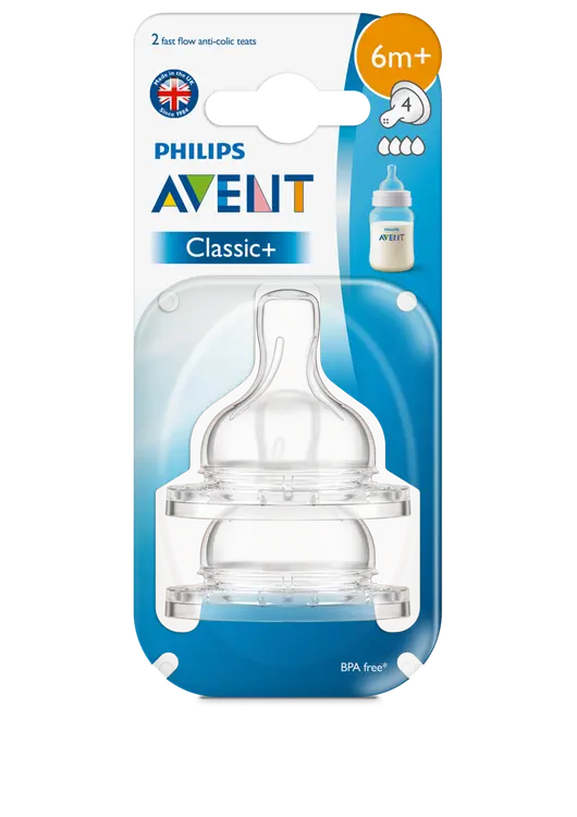 Philips Avent Classic Pullotutti 4reikää nopea virtaus, 2kpl, 6kk+