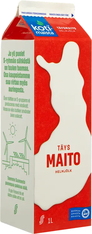 Kotimaista täysmaito 1l