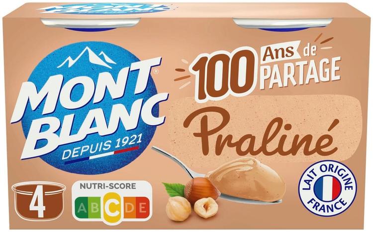 Mont Blanc Cream Dessert Praline Hasselpähkinä-mantelivanukas 4X125 g