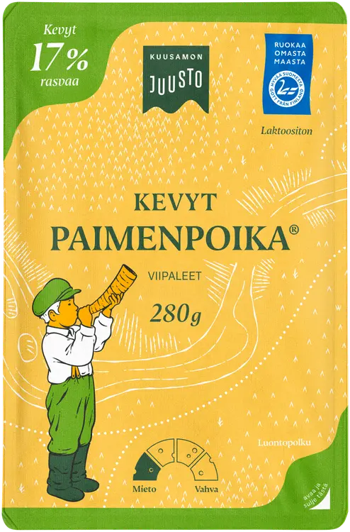 Kuusamon Juusto Paimenpoika kevyt kermajuustoviipaleet 17% 280 g
