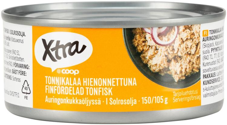 Xtra Tonnikalaa hienonnettuna auringonkukkaöljyssä 150/105 g