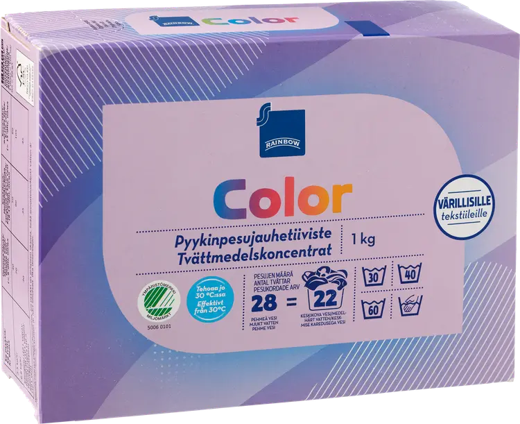 Rainbow 1kg pyykinpesujauhe kirjopyykille