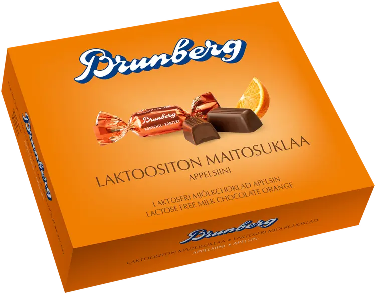 Brunberg Laktoositon Maitosuklaakonvehti Appelsiini 250g