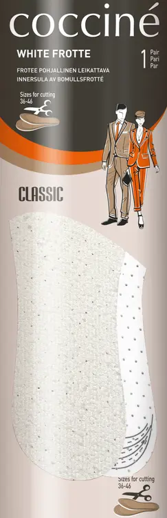 Coccine leikattava pohjallinen white frotte 35-46