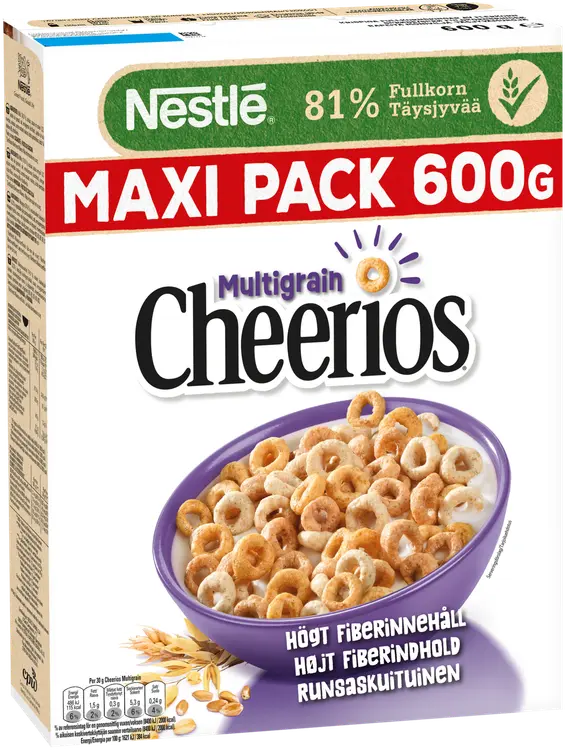 Nestlé Cheerios 600g Monivilja rapeita monivilja-täysjyvämuroja