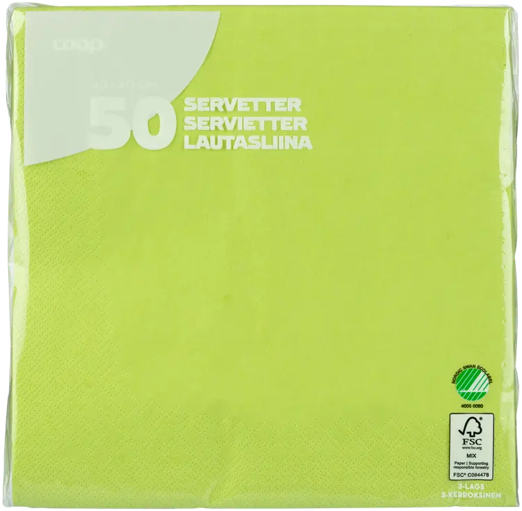 Coop lautasliina lime 40x40cm 50kpl