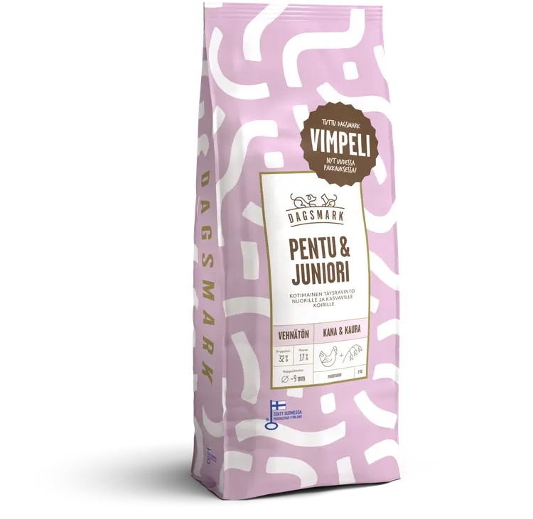 Dagsmark PENTU & JUNIORI koiran kuivaruoka vehnätön kana-kaura 2 kg
