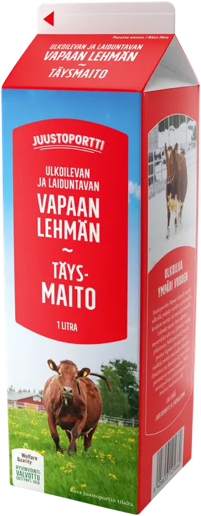 Juustoportti Vapaan lehmän täysmaito 1 l