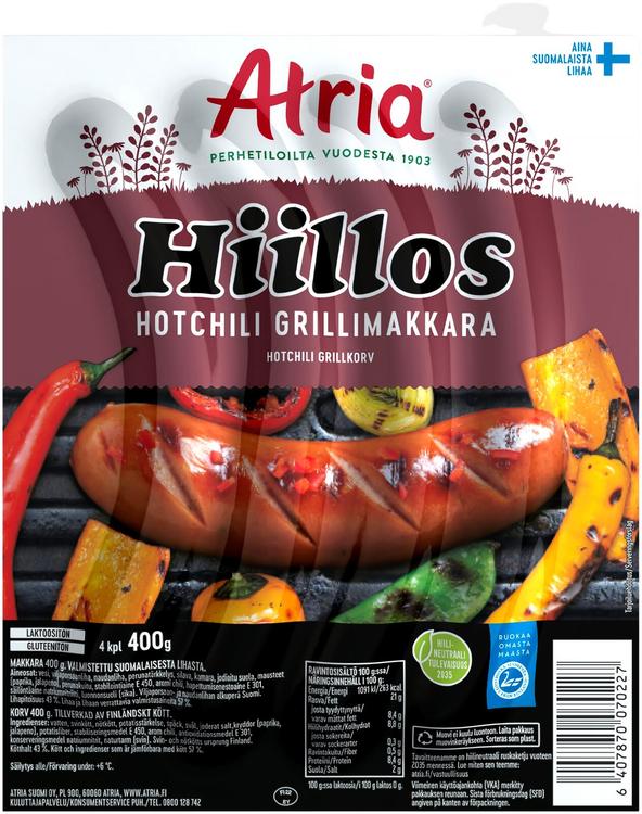 Atria Hiillos Hotchili Grillimakkara 400g