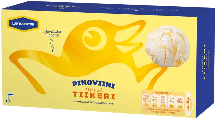 Pingviini Tiikeri laktoositon kermajäätelö kotipakkaus 1L/535g