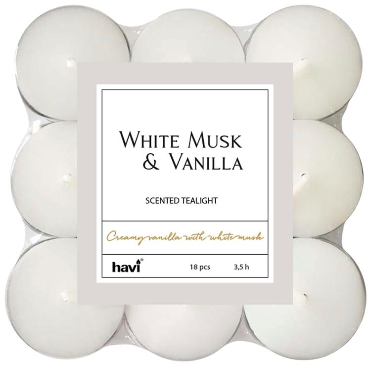 Havi White Musk & Vanilla tuoksulämpökynttilä 18kpl/4h