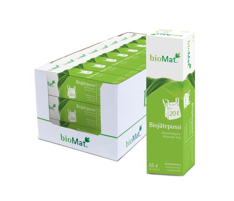 20L bioMat® OK Compost HOME sertifioitu sangallinen biopussi 15kpl 420x500mm