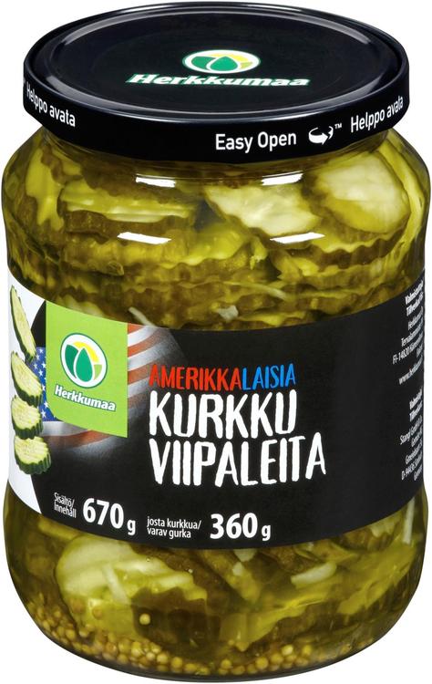 Herkkumaa Amerikkalaisia kurkkuviipaleita 670/360g