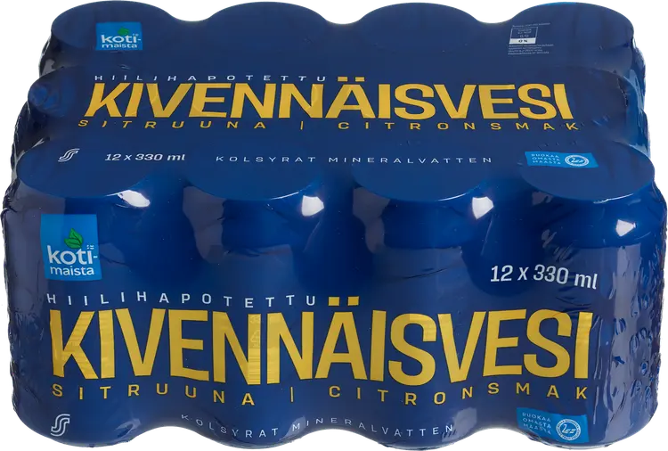 12 x Kotimaista Hiilihapotettu kivennäisvesi sitruuna 0,33l