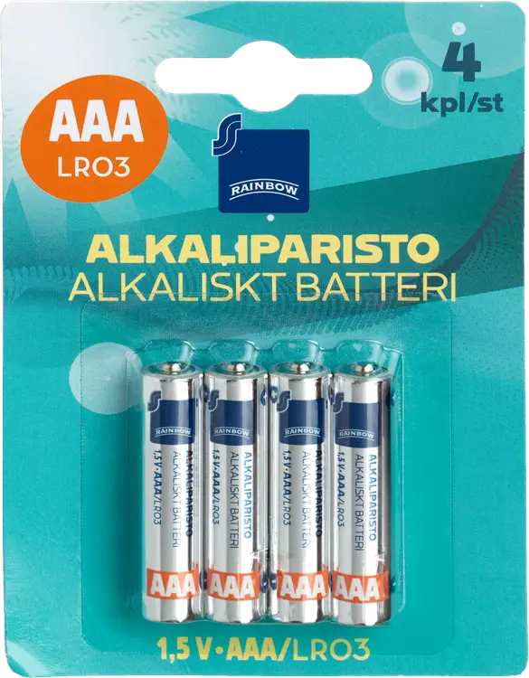 Rainbow alkaliparisto AAA/LR03 1,5V 4 kpl