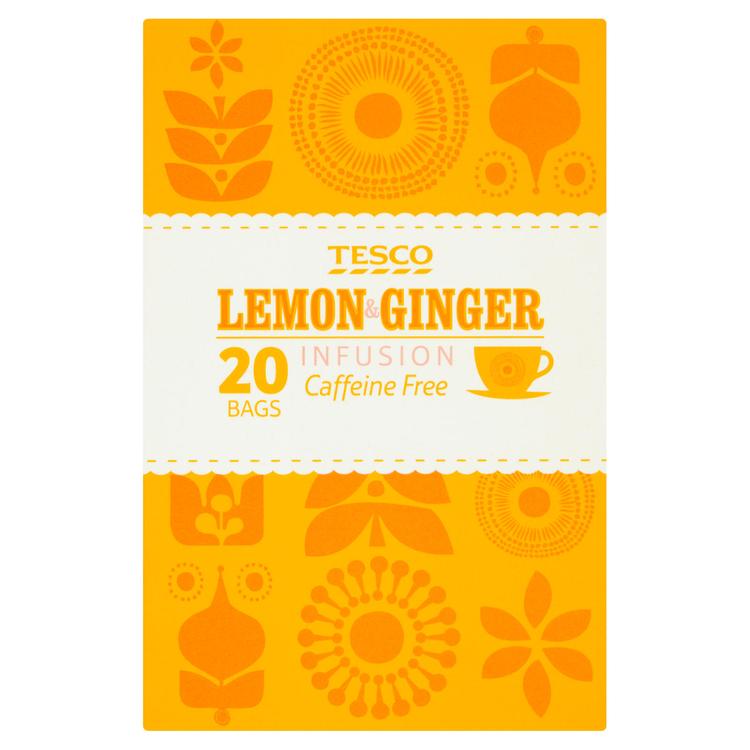 Tesco 40g Lemon & Ginger Infusion Caffeine Free tee 20ps