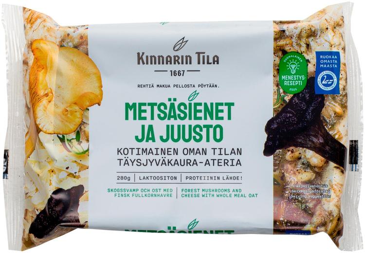 Kinnarin Tila 280g Metsäsienet ja juusto täysjyväkaura-ateria