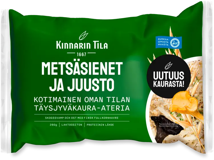 Kinnarin Tila 280g Metsäsienet ja mustaleimasulatejuusto täysjyväkaura-ateria