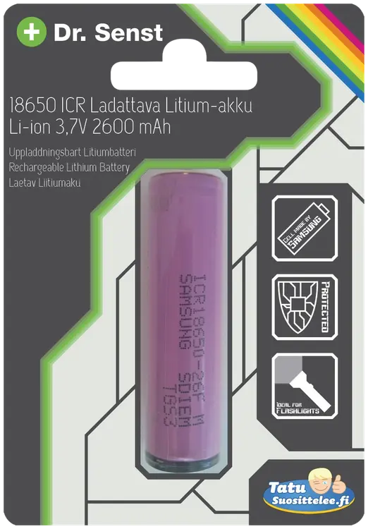 Dr. Senst ICR18650 ladattava Li-ion-akku 2600 mAh