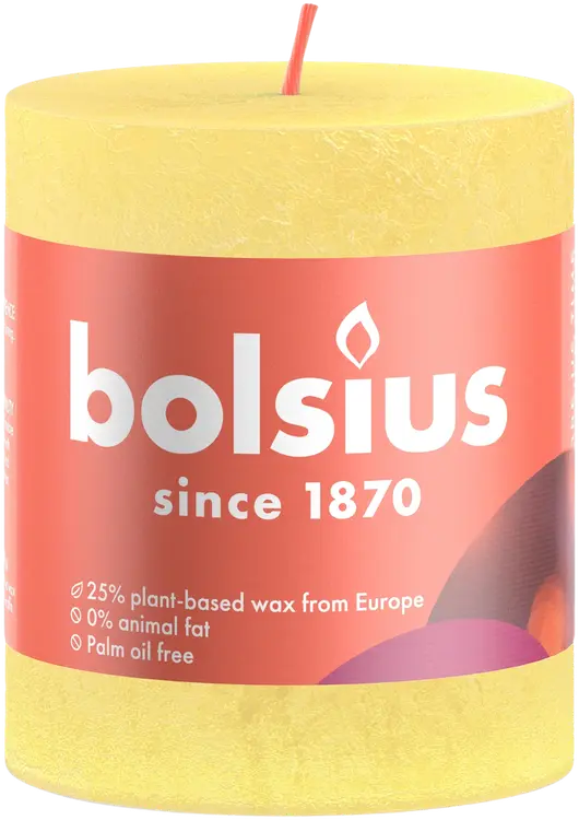 Bolsius – rustiikkinen pöytäkynttilä  – kirkkaan keltainen – 8 cm