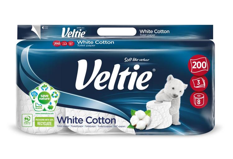 VELTIE 8RLL WC-PAPERI EXCELL COTTON 3KRS