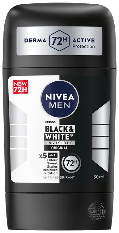 NIVEA MEN 50ml Black & White Invisible Original Deo Stick -antiperspirantti