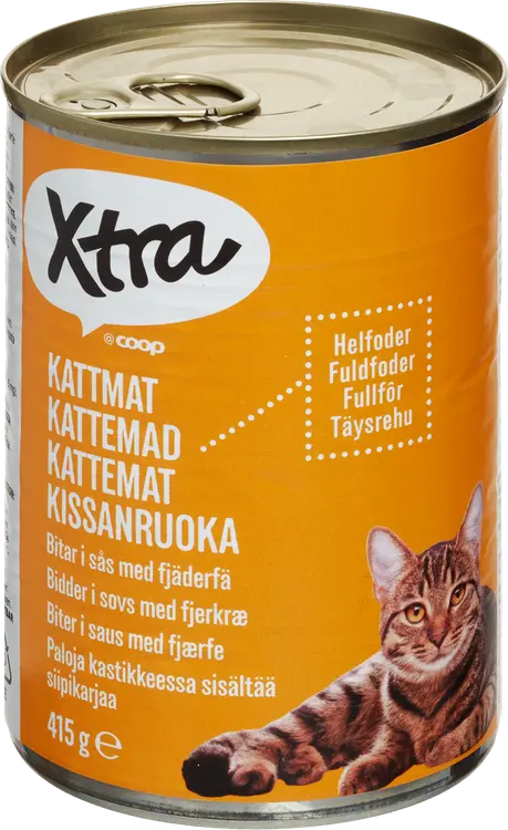 Xtra kissanruoka paloja kastikkeessa, sisältää siipikarjaa 415 g