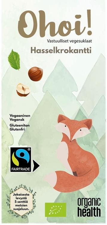 Ohoi! -vegesuklaa Hasselkrokantti, luomu, Reilu Kauppa 80 g